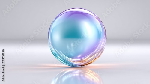 Cool blue decorative sphere isolated on white background in minimal style.