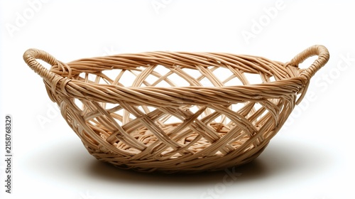 Woven wicker basket with handles