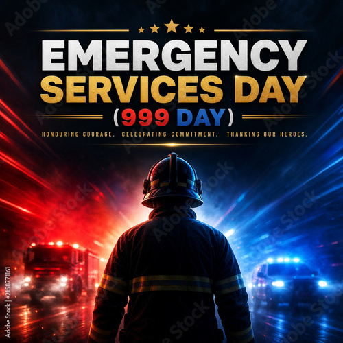 Emergency services hero silhouette on 999 day