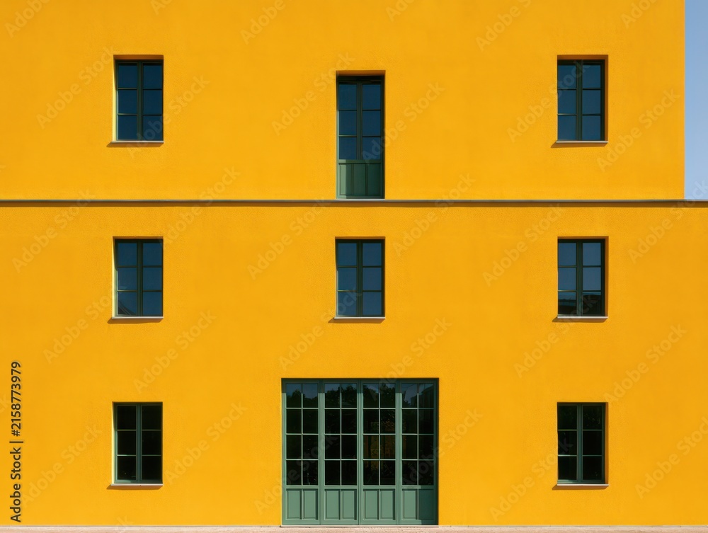 Obraz premium Modern apartment building facade with large windows and balcony
