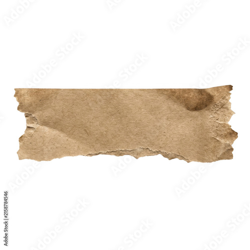 Single piece of brown paper masking tape with torn edges