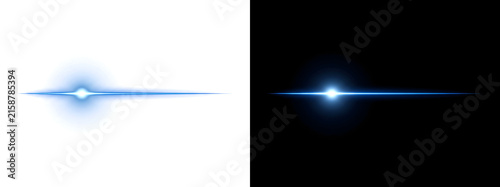 Foto Simple blue horizontal light flare with a soft glowing core streaking gently acr