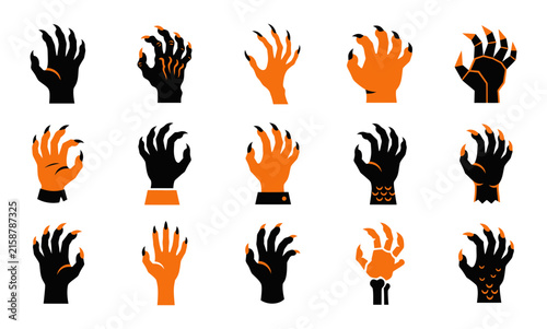Creepy halloween claw hands vector set spooky designs for festive decorations and graphic projects