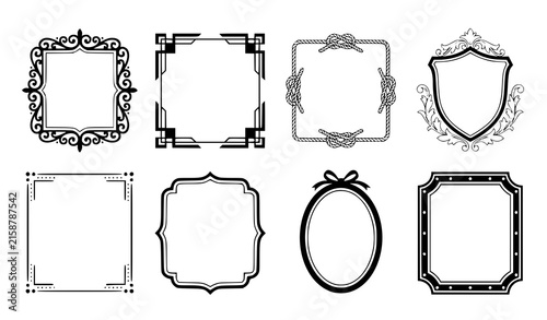 Vintage Decorative Frame and Art Deco Border Icon Set with Elegant Luxury Certificate Ornament Invitation Graphic Designs