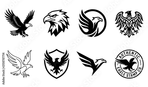 Eagle Logo and Majestic Hawk Emblem Icon Set with Heraldic Crest Symbols for Corporate Corporate Branding Identity Creative Designs