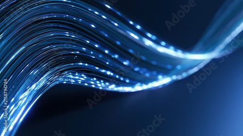 Flowing Blue Luminous Strands Creating a Futuristic Digital Connectivity Background