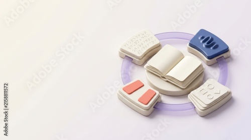 3D icons representing literacy and inclusive learning concepts in colorful design