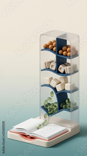 Modern snack tower display with healthy treats and an open book for inclusive learning