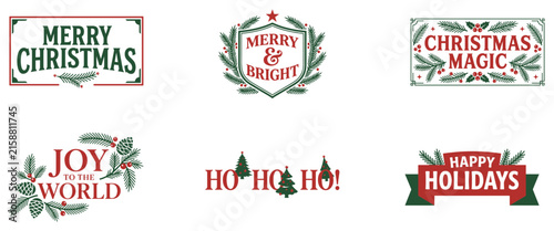 Merry Christmas and Happy Holidays Decorative Typography Set