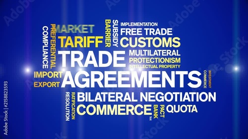 Trade Agreements animated word cloud-animation tag kinetic typography seamless loop.
