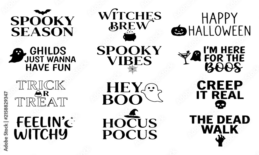 Obraz premium Halloween party sign with spooky phrases and festive holiday decorations for seasonal events