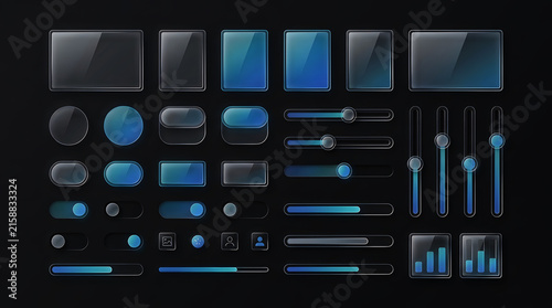 Dark Transparent Glassmorphism UI UX Component Kit for Web App Dashboard