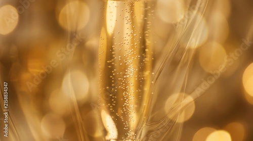 Golden Champagne Bubble Sparkles Close Up