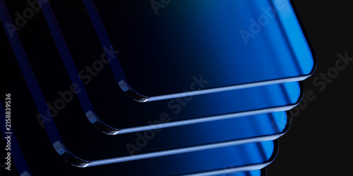 Abstract blue glass slab stack for corporate data storage