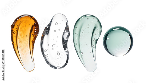 Cosmetic Gel Smear Swatches and Clear Liquid Drop Isolated PNG