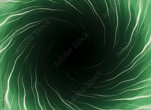 Fotografie Abstract green vortex background with swirling light streaks