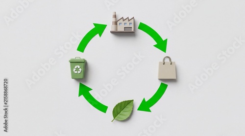 Circular economy and sustainable development concept with recycling symbols