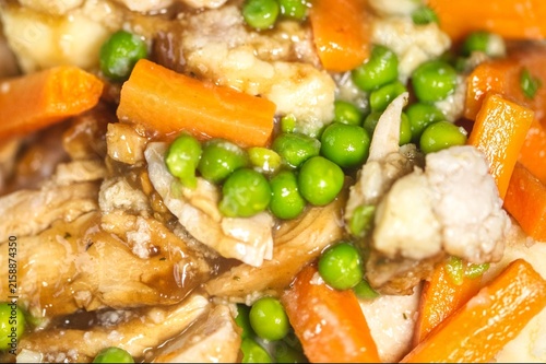 chicken with vegetables close up