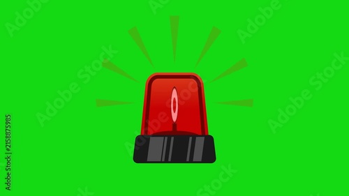 emergency warning alert light animation on green screen 