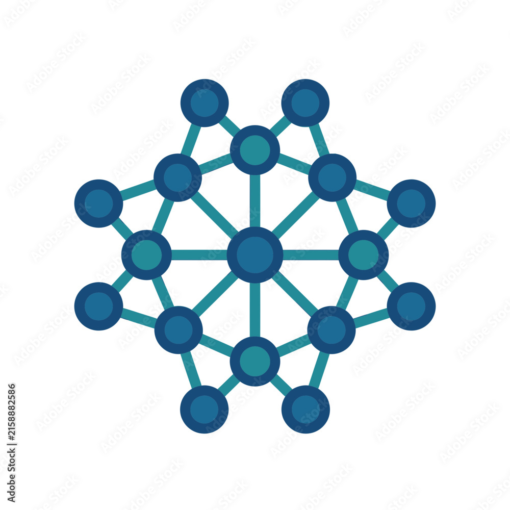 Obraz premium Blue network node icon representing connectivity and data.