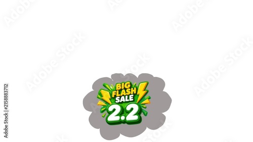 Colorful big flash sale promotional motion graphic featuring bold sale badges with multiple discount values. Dynamic commercial design suitable for online shopping campaigns, e-commerce promotions