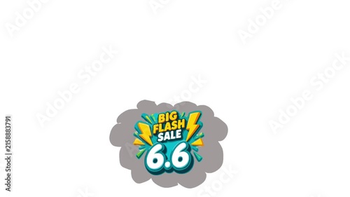 Bright and energetic big flash sale motion graphic featuring colorful promotional badges with multiple discount values. Ideal for e-commerce advertising, online shopping campaigns, retail promotions