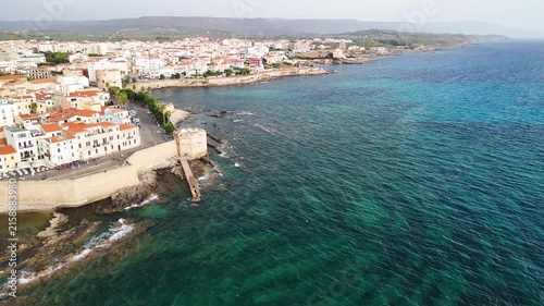 Stunning aerial view of Alghero, Sardinia, captured on a sunny summer afternoon