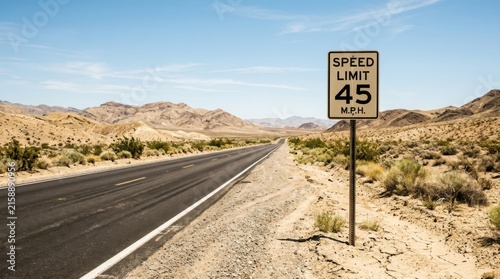 Desert Highway Speed Limit Sign Road Trip Travel Adventure