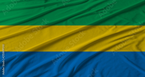 фотографія Gabon flag waving. Flag of Gabon with cloth texture