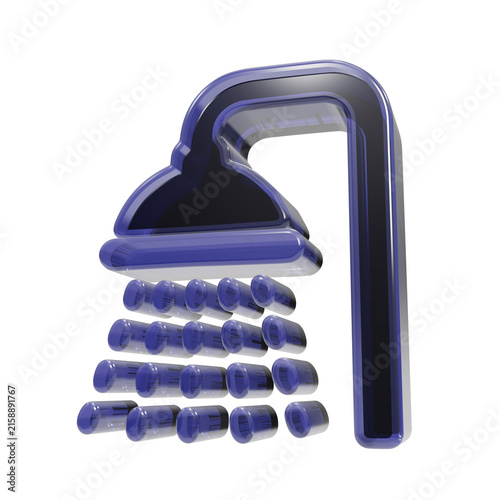 3d rendered glossy blue shower head with water spray, dark center and transparent edges, isolated on a white background, for bathroom concepts isolated on a transparent background