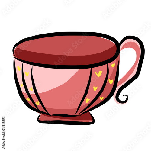 Pink Vintage Tea and Coffee Cup illustration 
