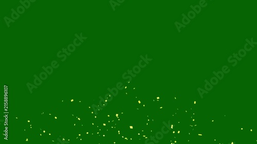 Colorful foil confetti flying across the frame on green screen background, multicolor decoration effect, realistic party celebration with shiny paper pieces bursting and drifting through the air. 4K
