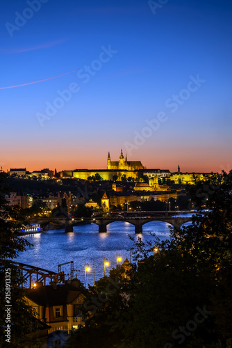 Canvas Print City of Prague at Twilight in Czechia