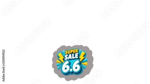 Bright super sale promotional motion graphic featuring colorful sale badges with 5.5, 6.6, 7.7, and 8.8 values. Designed for online stores, e-commerce marketing, retail promotions, digital advertising