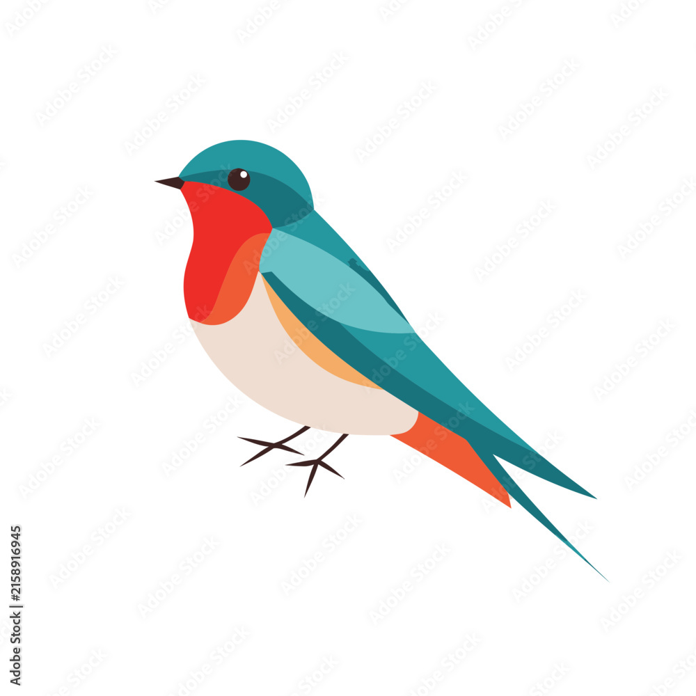 Fototapeta premium Colorful Swallow Bird Icon on Transparent Background