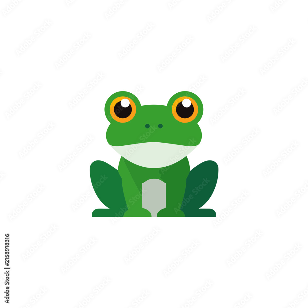 Naklejka premium Cute green frog character vector icon