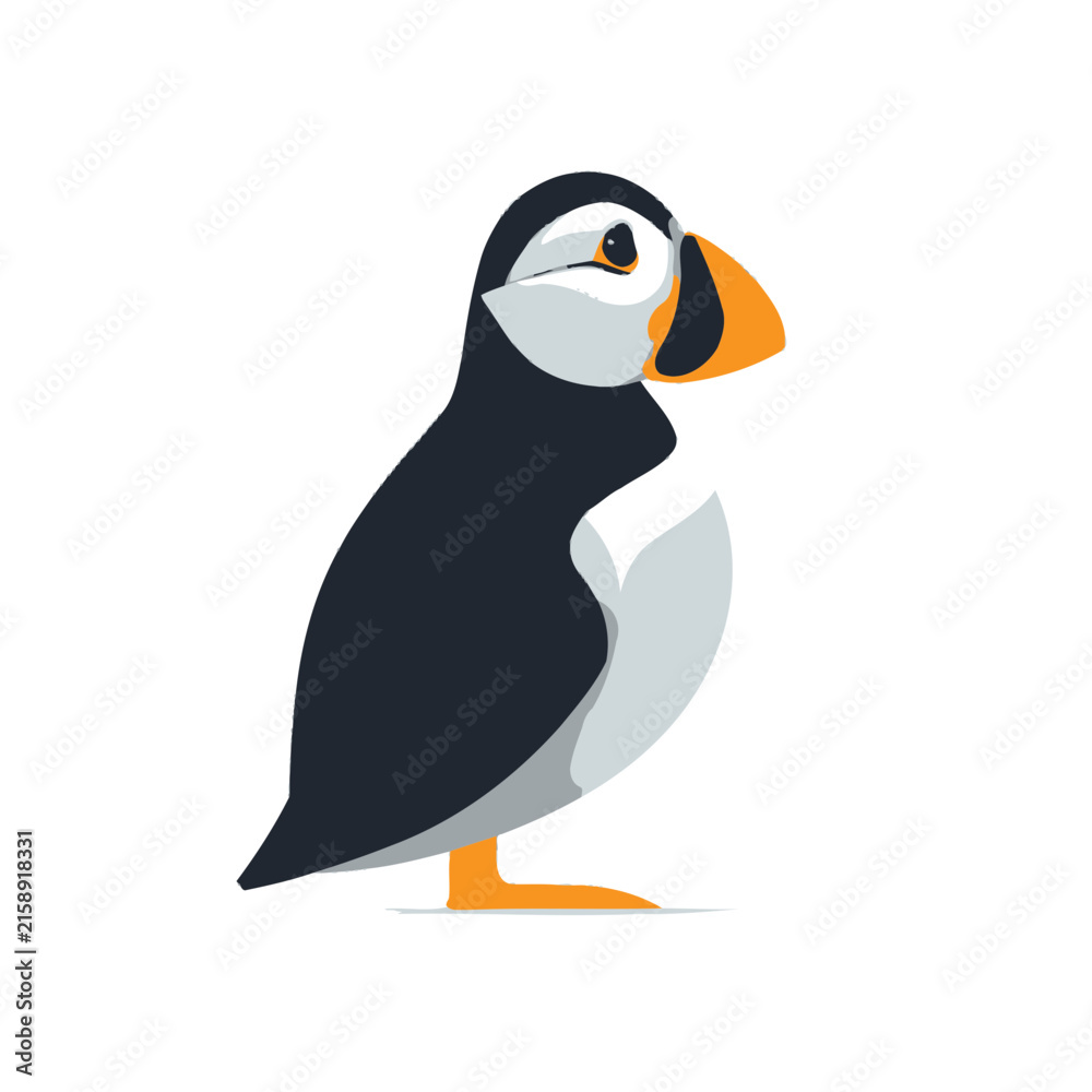 Fototapeta premium Cute Puffin Bird Icon Isolated on White