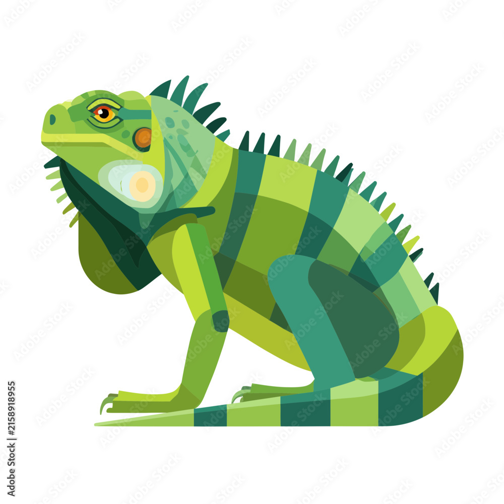 Fototapeta premium Green Iguana Animal Icon Isolated