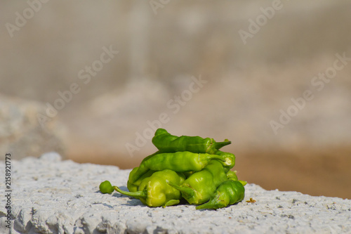 organic green peppers on a texture table food