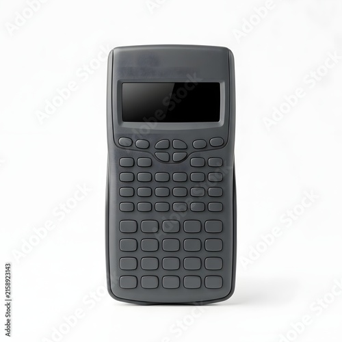 Scientific calculator isolated on white background for math and engineering calculations.