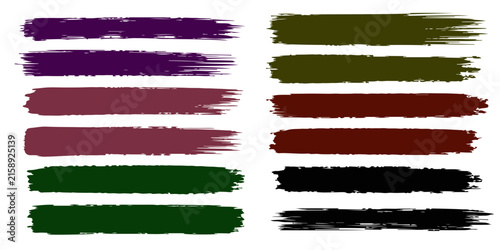 Colorful Grunge Banners and Ribbons Set with Brush Strokes, Paint Texture, Vector Flags, Labels, Frames and Decorative Design Elements