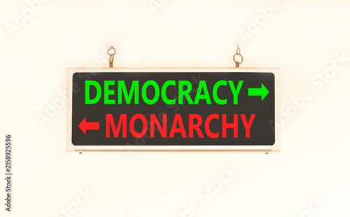 Obraz na płótnie Democracy or monarchy words symbol