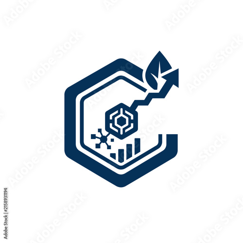 A dark blue hexagonal icon representing sustainable business growth