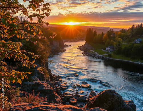 sunset over the river