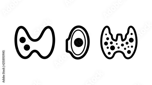 Human Thyroid Gland Medical Line Icon Set
