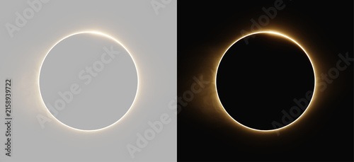 Foto Golden Solar Eclipse Glowing Ring Corona Diamond Ring Effect Light Flare Overlay