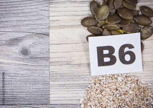 Various ingredients as source natural vitamin B6, minerals and fiber. Healthy eating. Place for text