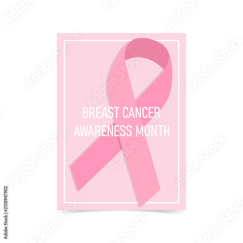 Breast Cancer Awareness Month. Design with a pink ribbon and typography. 