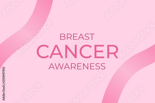 Breast Cancer Awareness Month. Design with pink ribbons and typography.