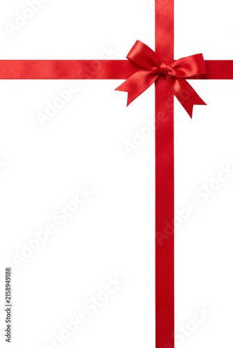 Cuadro en lienzo Red ribbon with bow isolated on transparent background